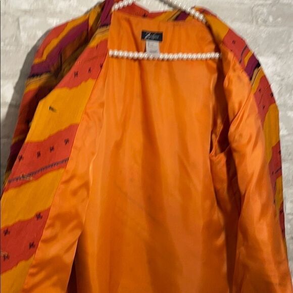 Zayla Bohemian Printed Orange Women’s Jacket Rare Size Medium - Picture 13 of 16